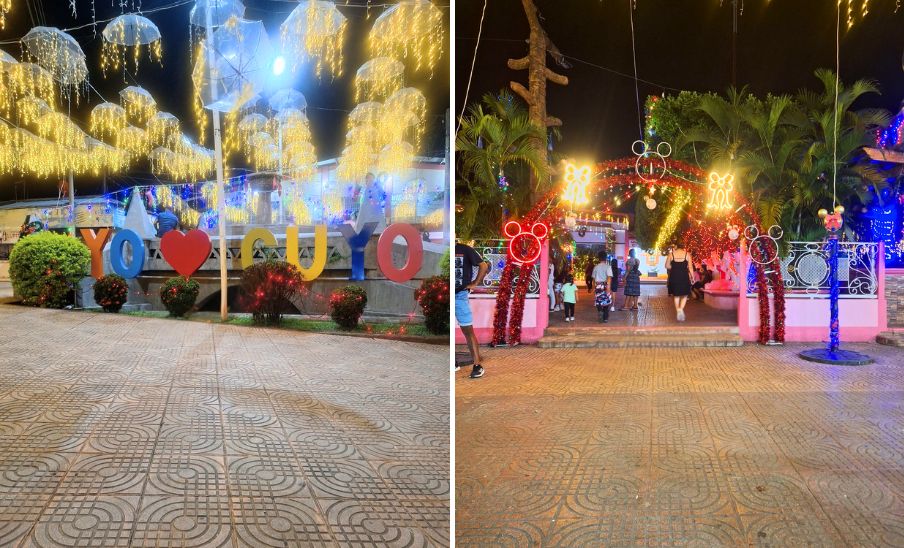 Las decoraciones navideñas en Cuyotenango, Suchitepéquez, diciembre 2024